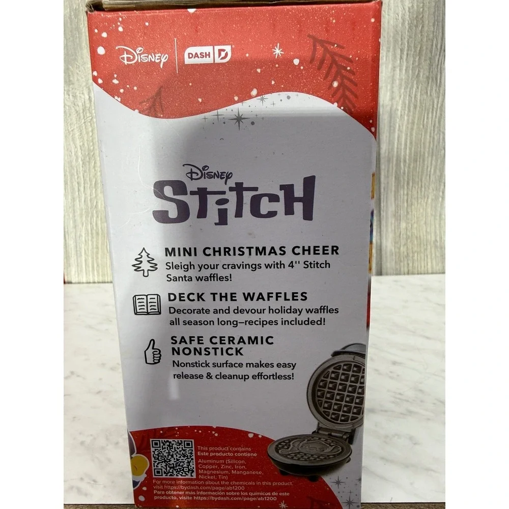 Disney Dash Stitch Mini Waffle Maker Holiday Stitch-mas Blue DDYMWST001BU New